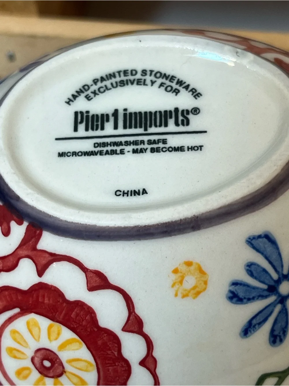 P1 Pier 1 EUC 4-Piece Multicolor Floral Ceramic Nesting Measuring Cups | Boho